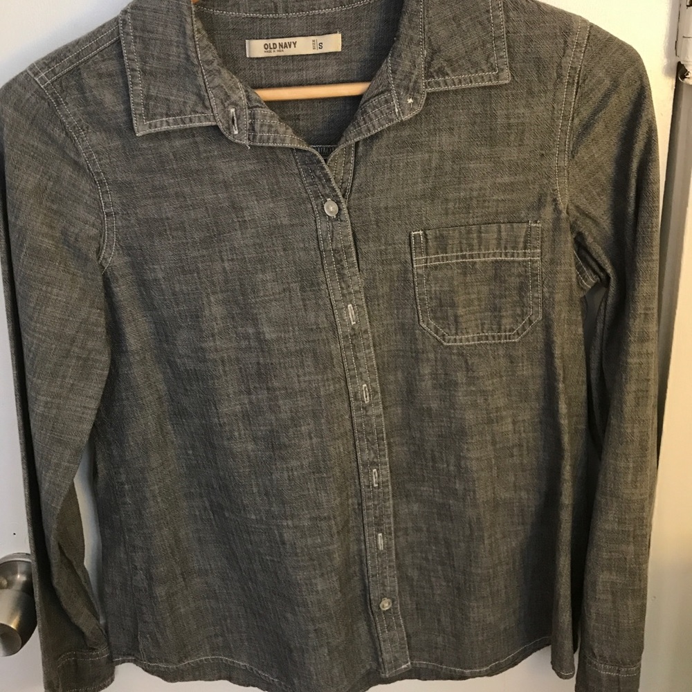 Grey Button-down Blouse