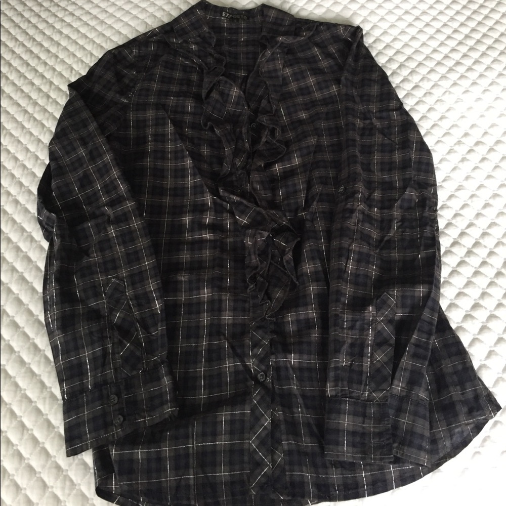 Express black/grey/ silver button down