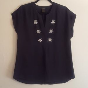 Embelished blouse, navy