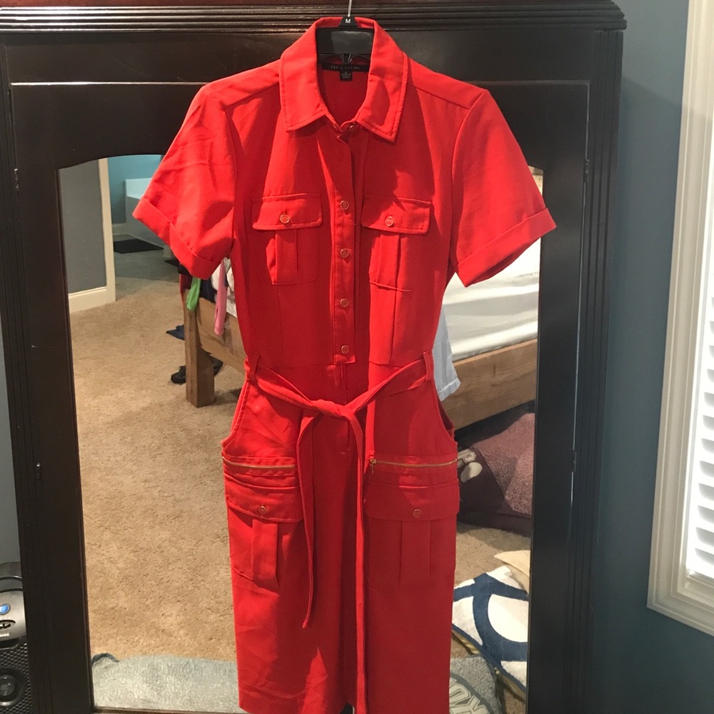 Red size 8 Zac and Rachel shirt dress
