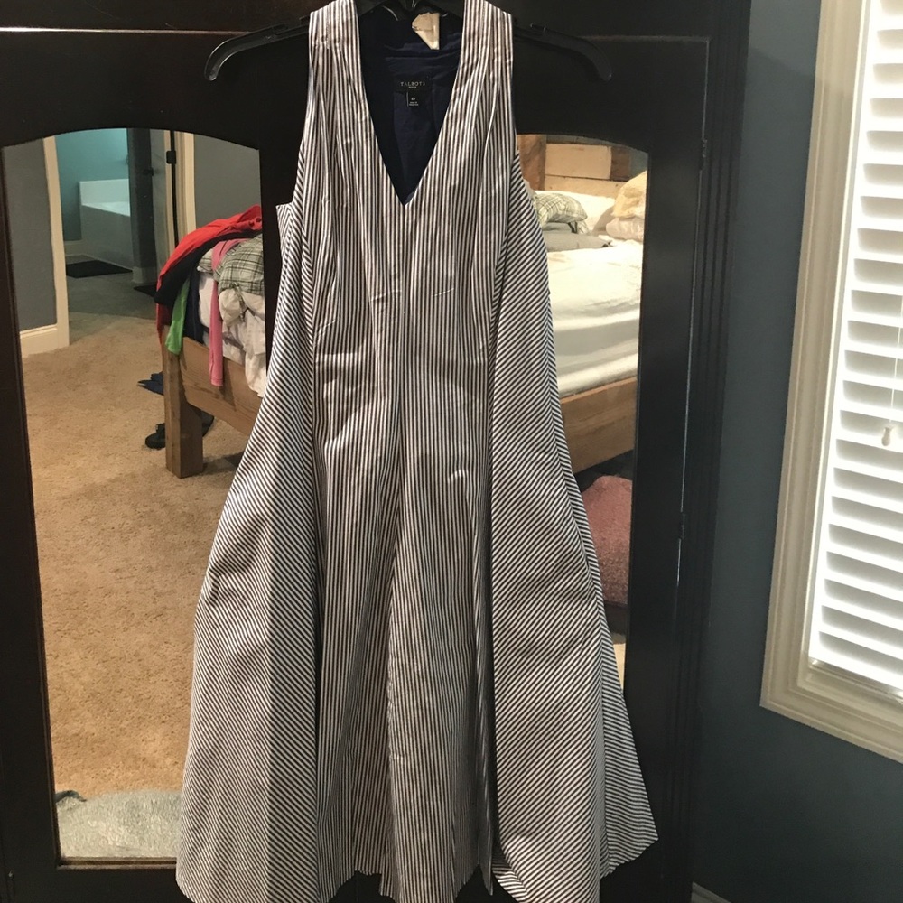 Size 6P Talbots navy and white striped dress