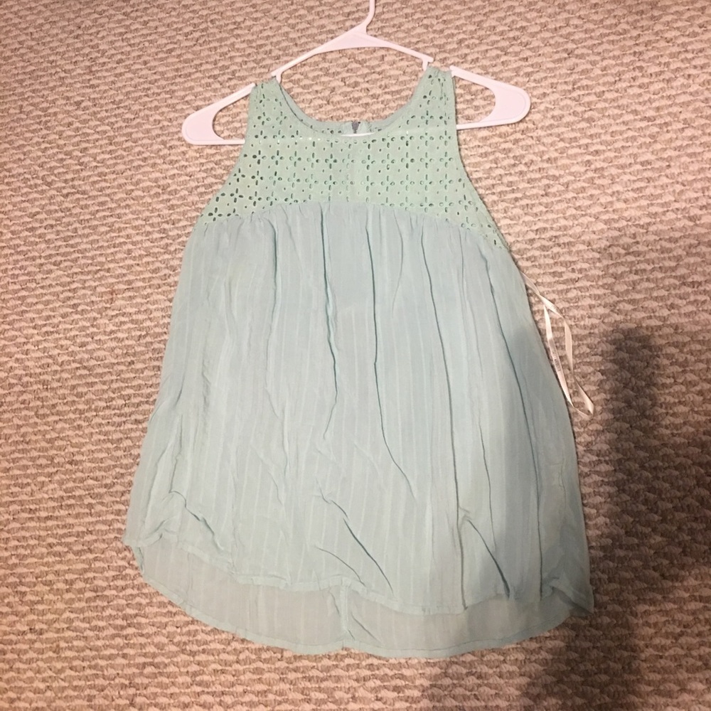 Juniors Teal Flowy Tank