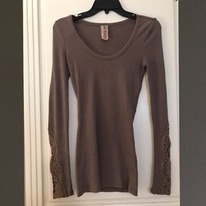 Free People laced-cuff thermal in gray
