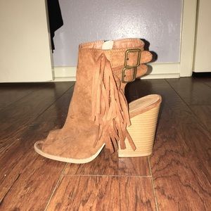 Open Toe Fringe Bootie