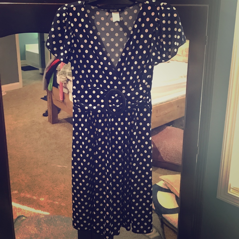 Navy polka dot vintage inspired dress