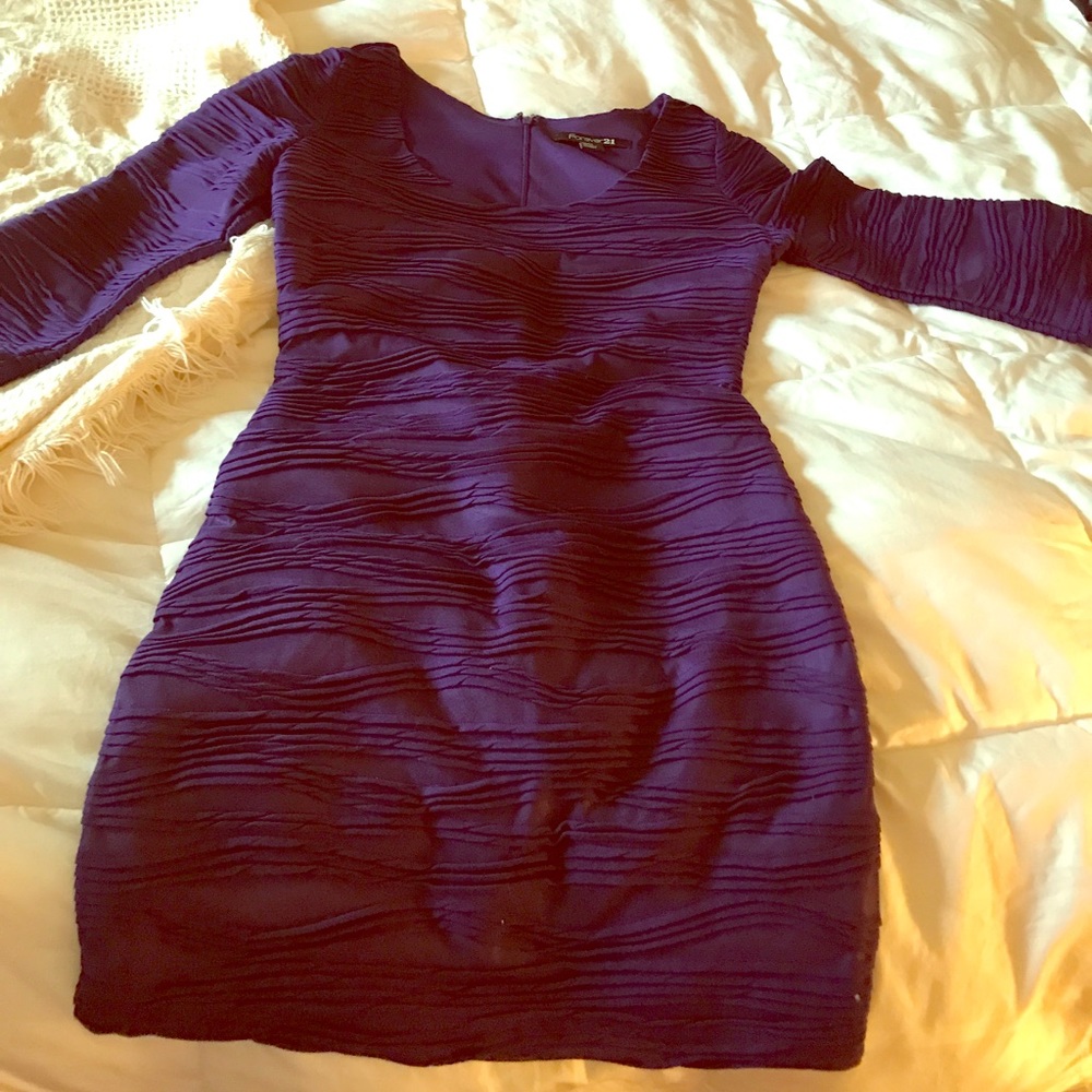 Gorgeous purple textured 3 quarter length dress
