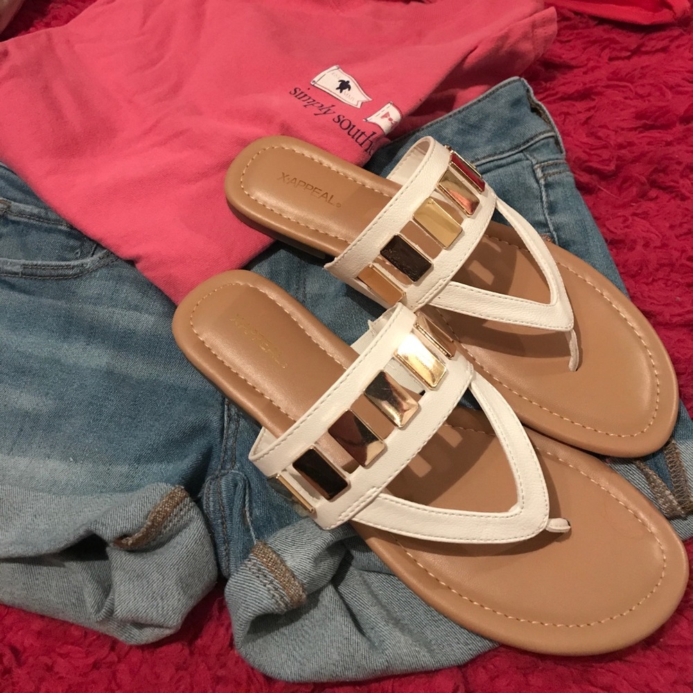 Cute White Thong Sandals