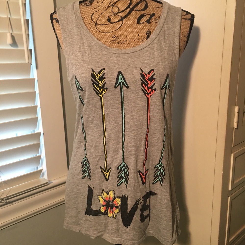 Rebellious One tank top with arrows and LOVE