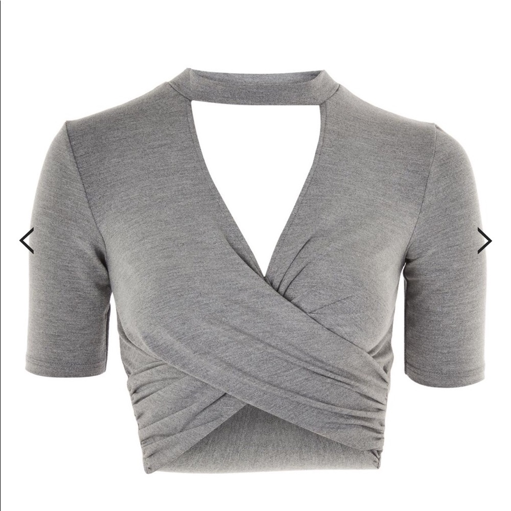 Choker Short Sleeve Twist Crop Top