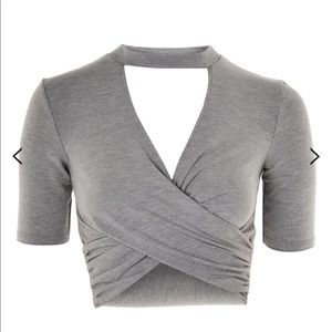 Choker Short Sleeve Twist Crop Top