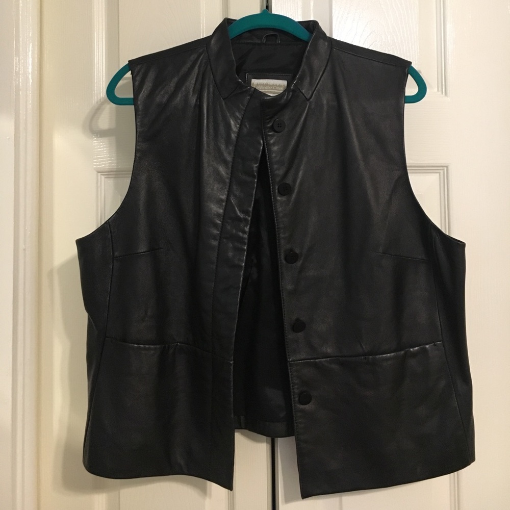 Black leather vest