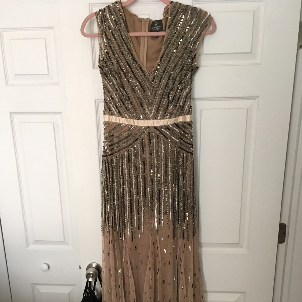 Adrianna Papell Cap Sleeve Beaded Dress