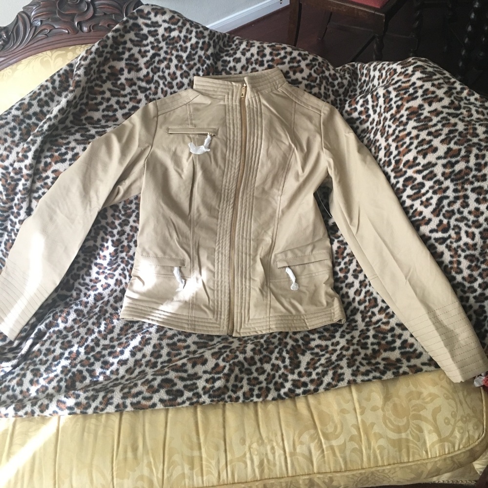 Brand New Cream Faux Leather Jacket