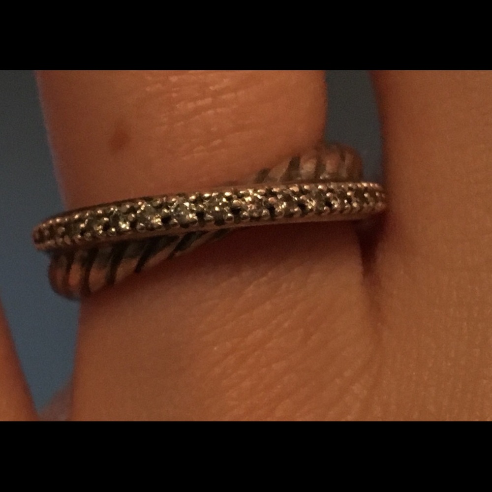 David Yurman Crossover Ring with Diamonds, size 5