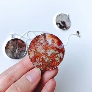Red Mexican Agate Sterling Silver Necklace, 3Pk