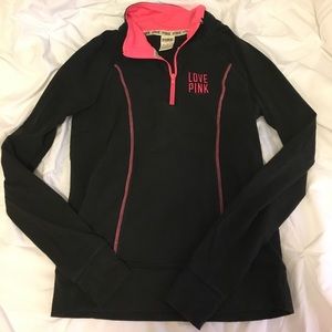 Victoria Secret Pink Black Quarter-Zip