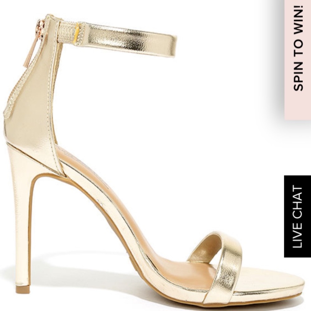 Lulus Gold Ankle Strap Heels