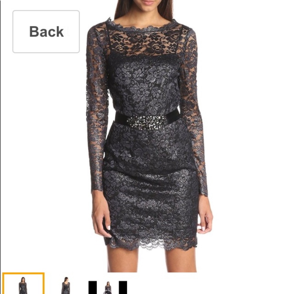 Cocktail dress, black/gun metal gray, lace