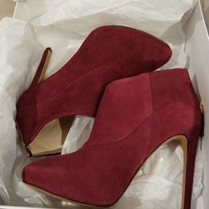 Nine West Red/Burgundy Suede Booties, New in Box