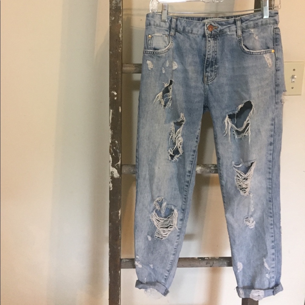 ZARA premium washed distressed jeans