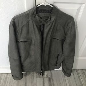 Calvin Klein grey leather jacket