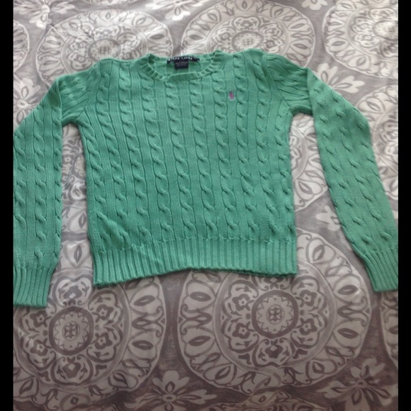 XS Teal Ralph Lauren Cable Sweater - Picture 1 of 2
