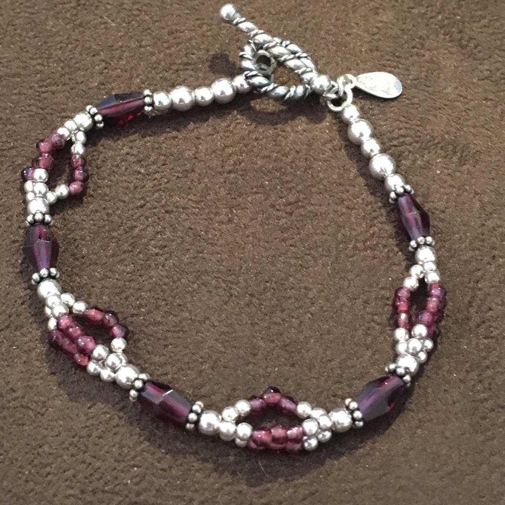 Ss Garnet Gemstone Toggle Bracelet - image 1