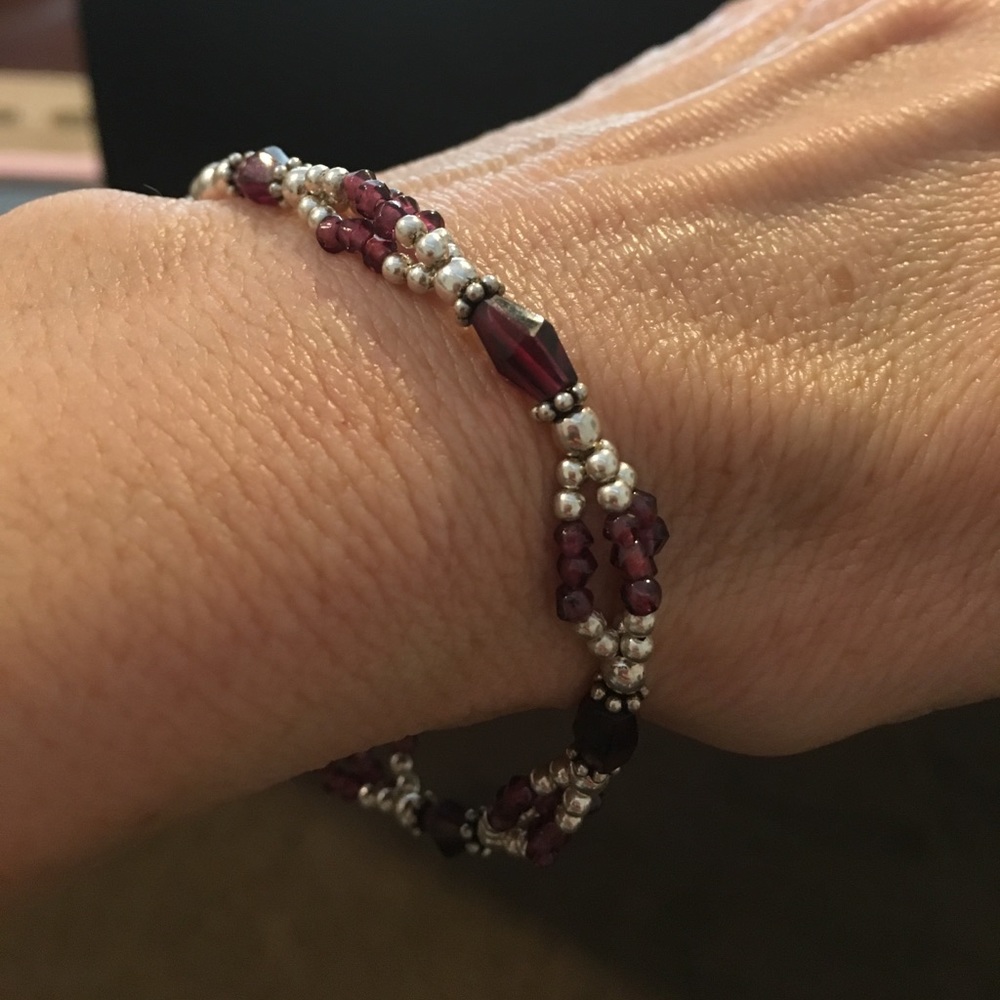 Ss Garnet Gemstone Toggle Bracelet - image 2