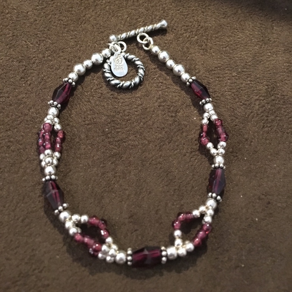 Ss Garnet Gemstone Toggle Bracelet - image 4