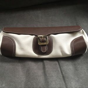 Kate Spade leather and canvas clutch