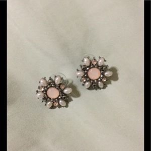 Silver and pink earrings