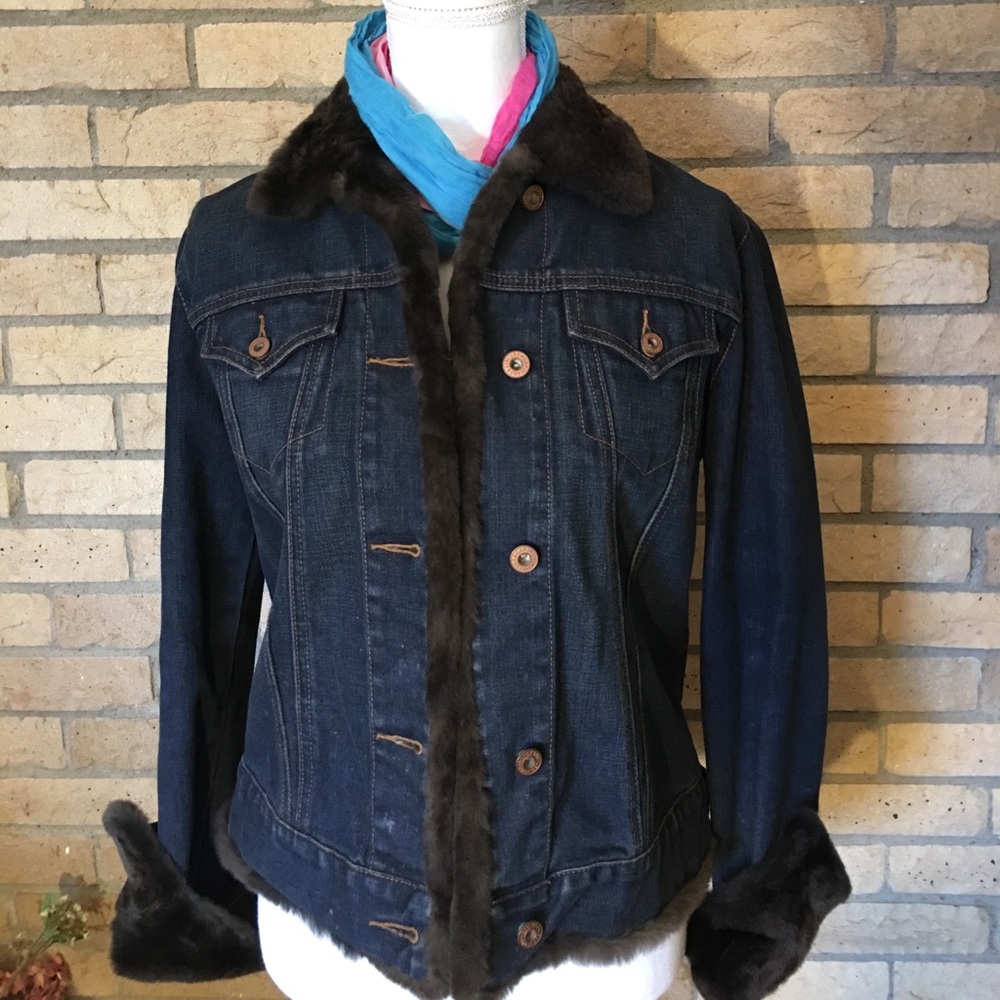 Gap faux fur lined denim jacket