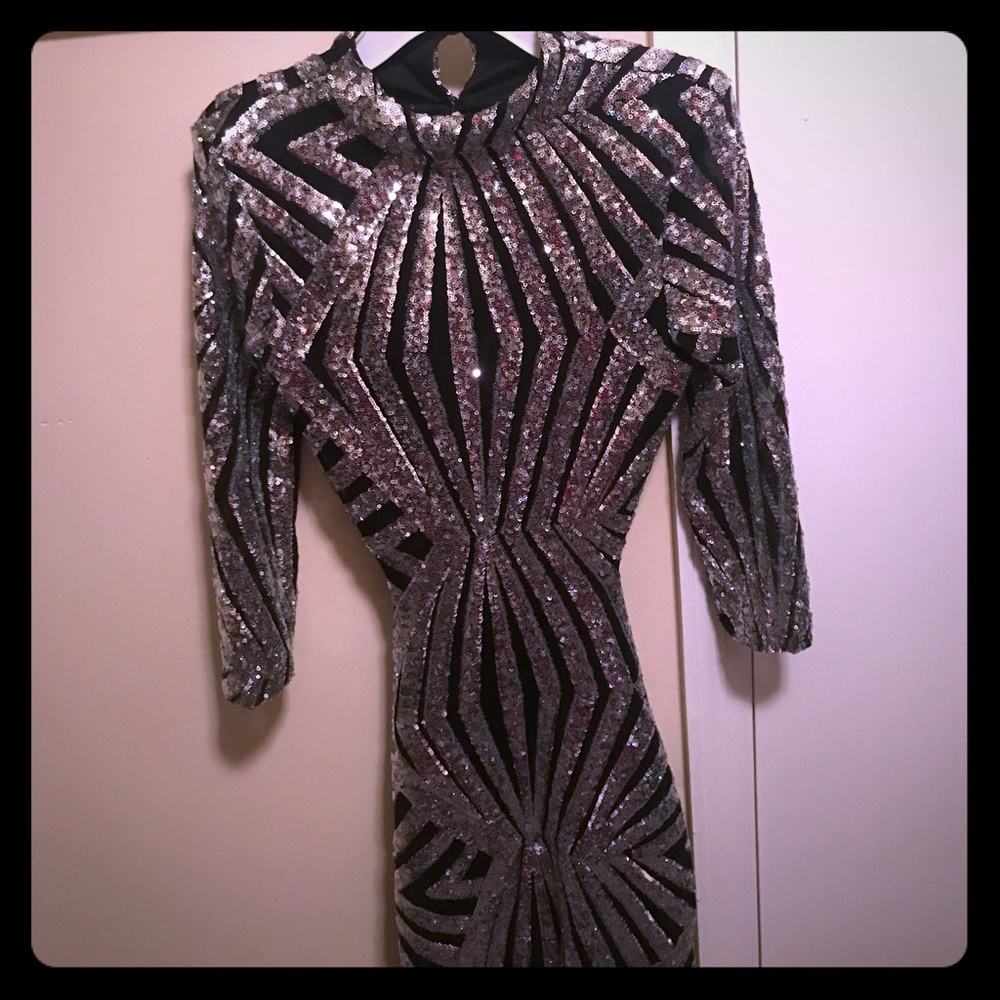 Size small silver sequin,and black mesh dress