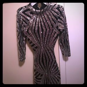 Size small silver sequin,and black mesh dress