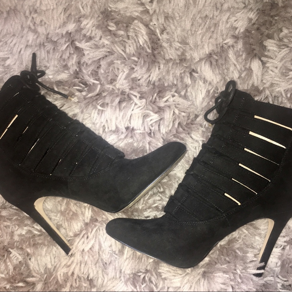 BCBG black suede ankle boots Size 8.5
