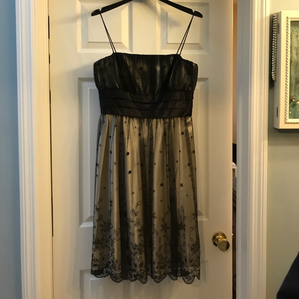 Black and cream cocktail dress