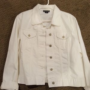 Lands end womens white denim jacket