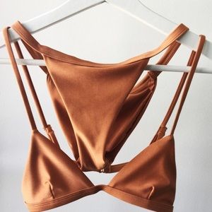 Ohana Swim Metallic Orange Bandit Minimal XS NWOT