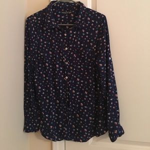 Navy blue floral button up shirt