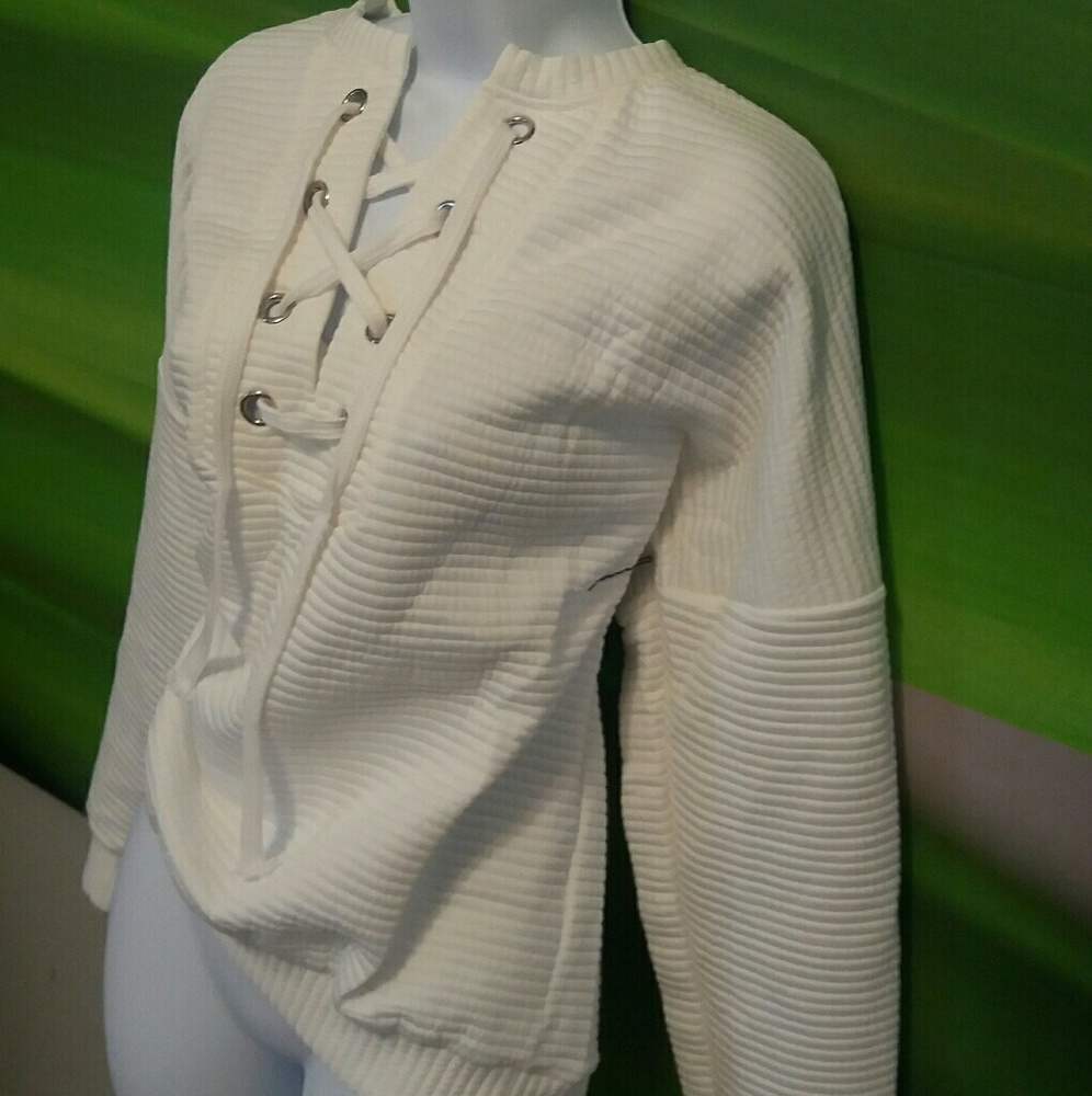 **Best Seller** M/L thick ribbed lace-up sweater - Picture 2 of 7
