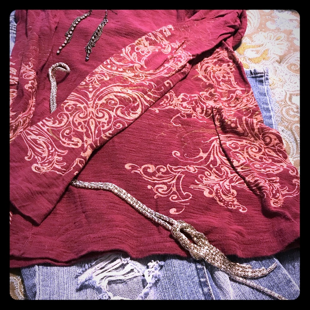 Long Sleeve printed top, SZ M