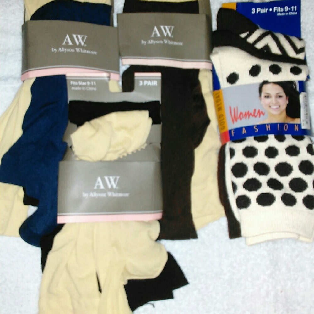 8 pair Allyson Whitmore 3 pair sock lot 9-11