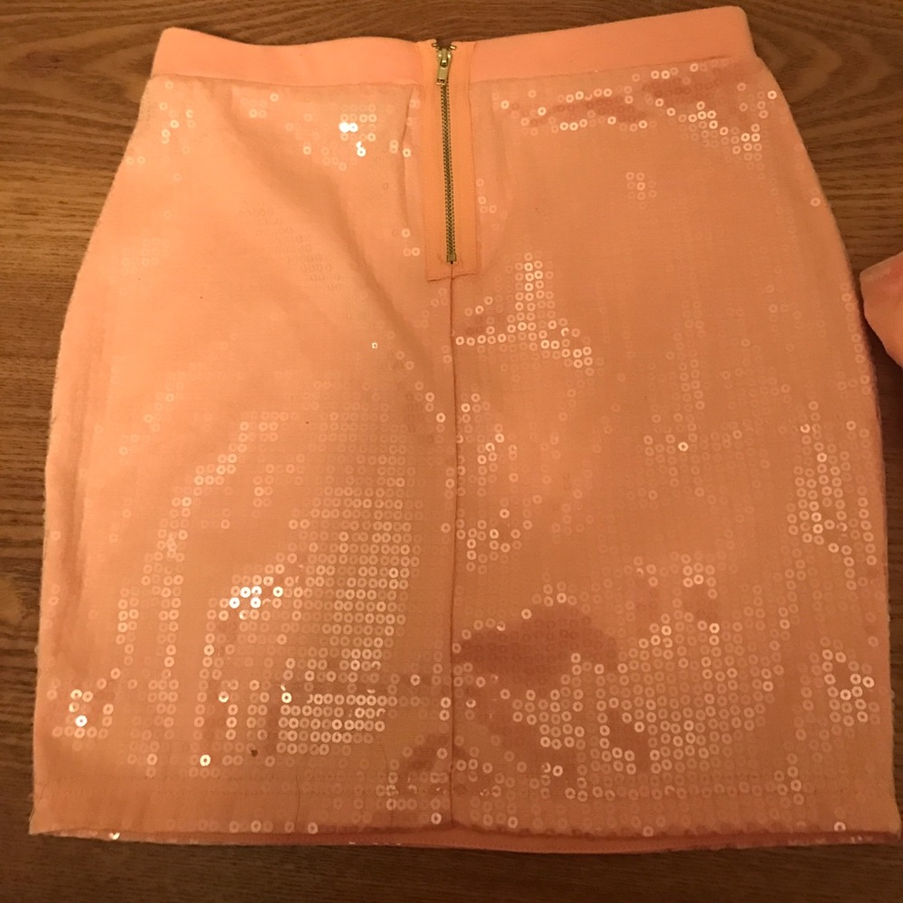 Peach sequin skirt,peach denim crop top , combo - Picture 3 of 6