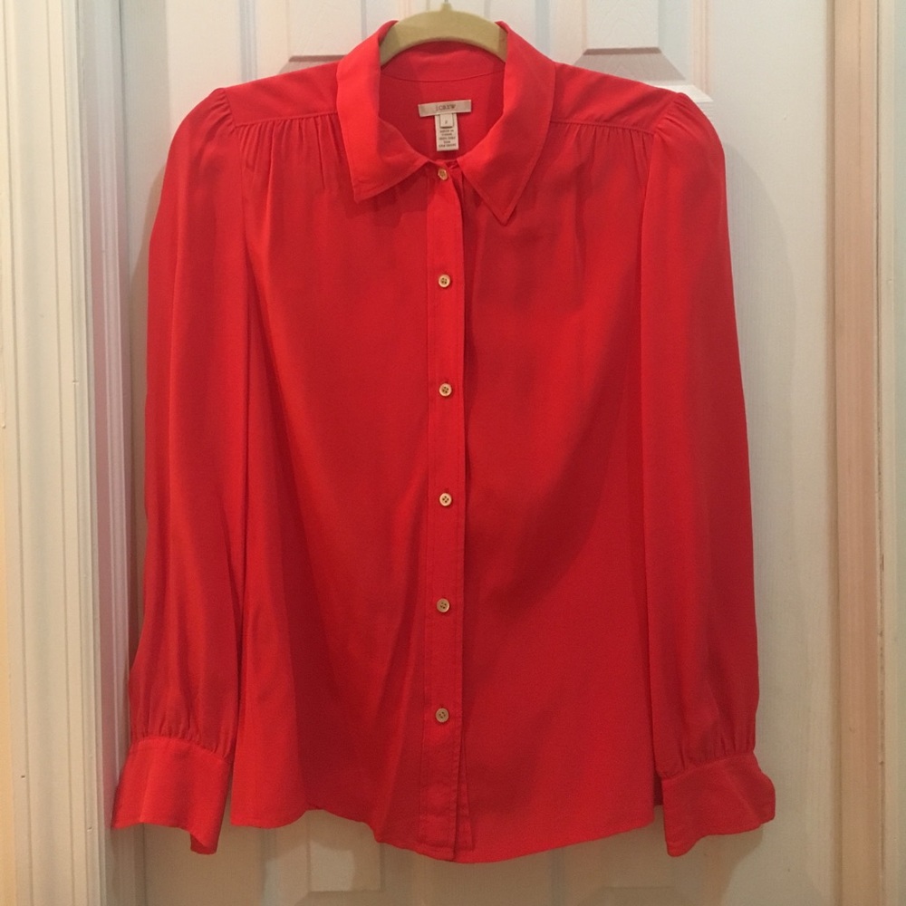 100% Silk blouse in bright red/orange