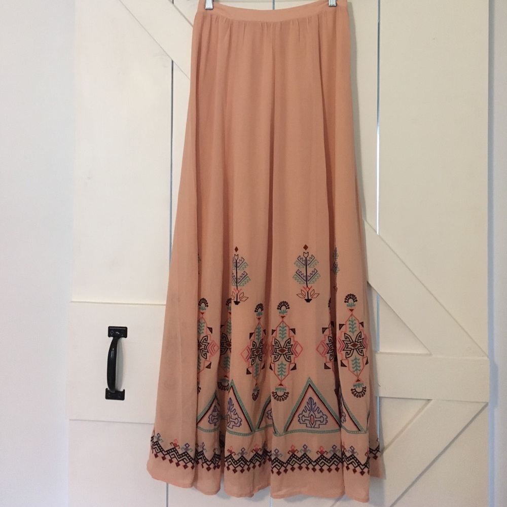 Pink embroidered Maxi Skirt