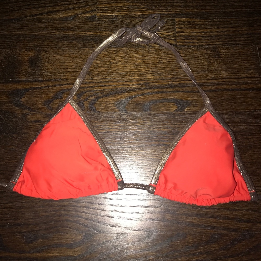 Red and gold bikini top