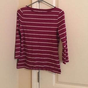 Magenta and white striped shirt -3/4 sleeve