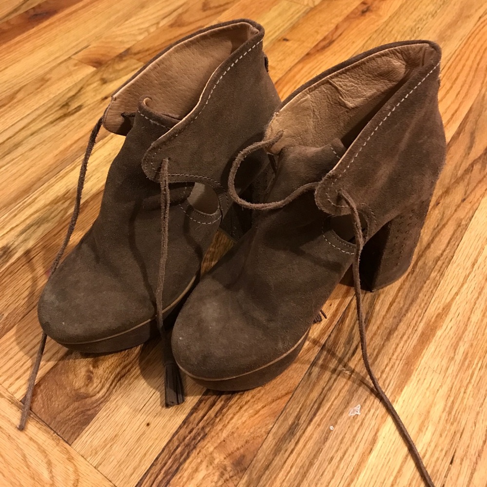 Brown suedes free people platforms heels