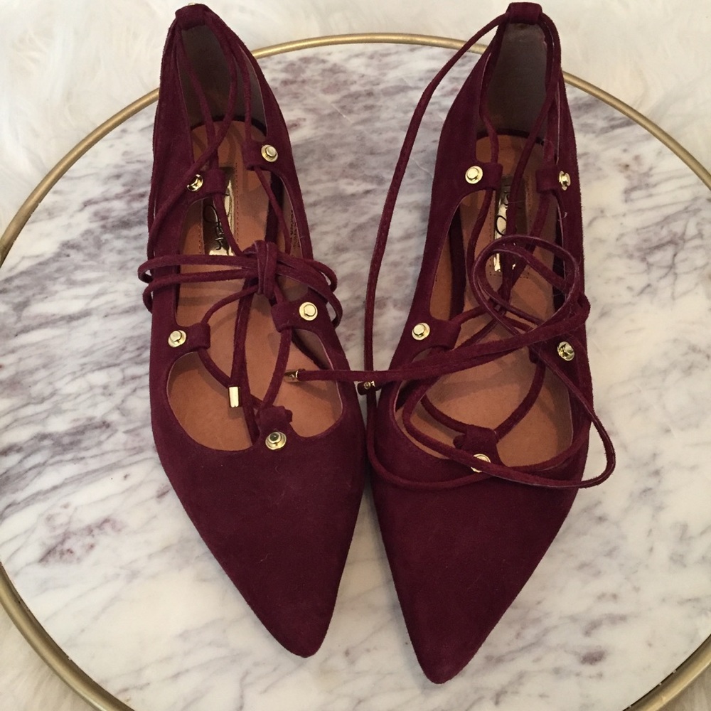 Halogen Lace Up Maroon Flats
