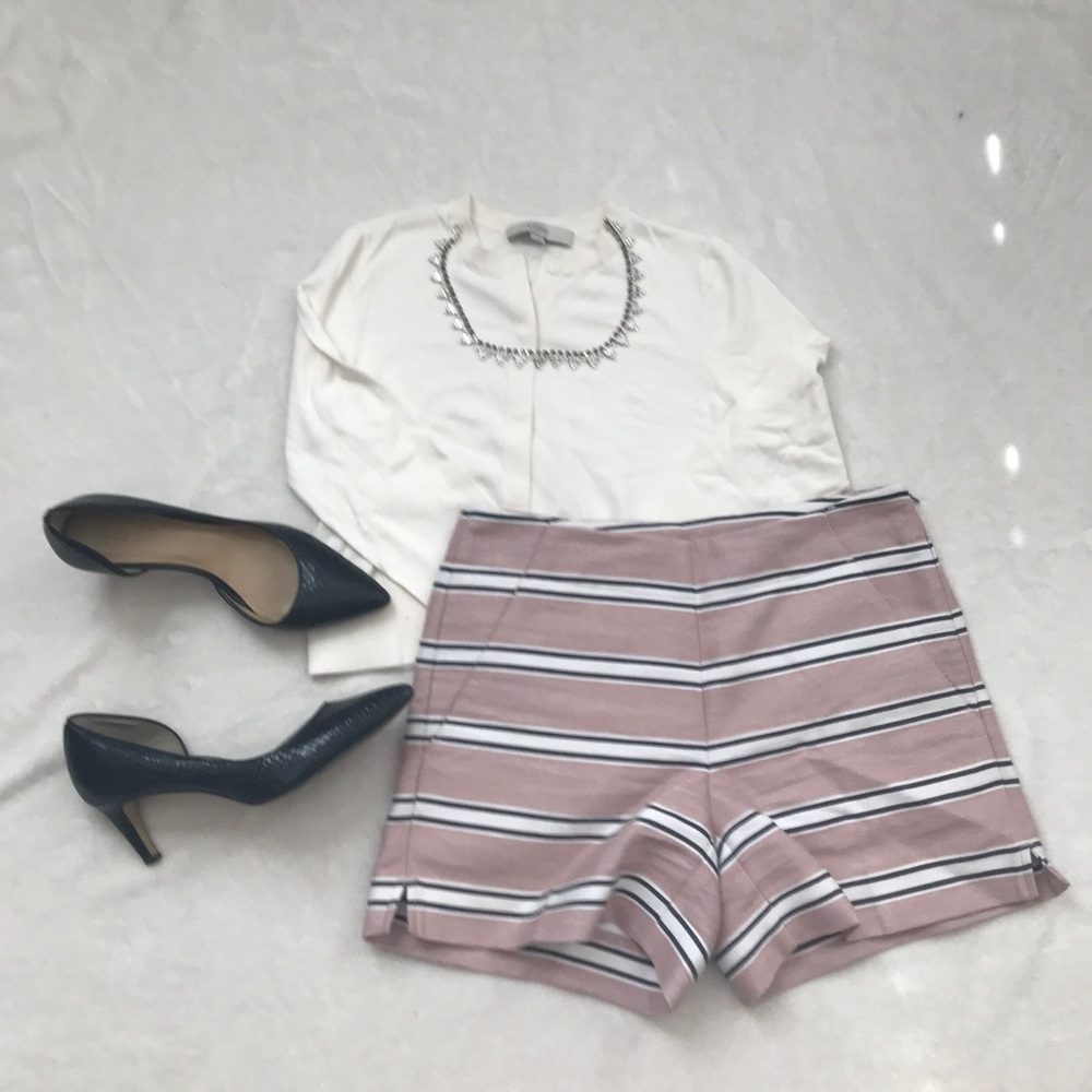 Loft Striped Shorts in Adobe Rose
